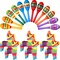 36 Pcs Mexican Fiesta Decor Include 12 Wooden Maracas Bulk 6 Mini Donkey Piñatas Mexican Theme Decorations for Maracas Party Favors Adults Cinco De Mayo Party Props